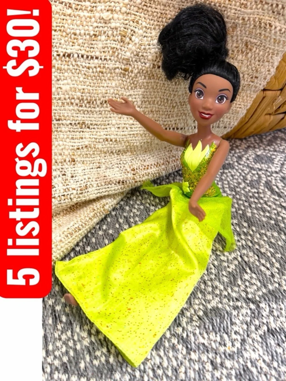 Disney Princess Tiana Doll in Sparkling Lime Green Gown